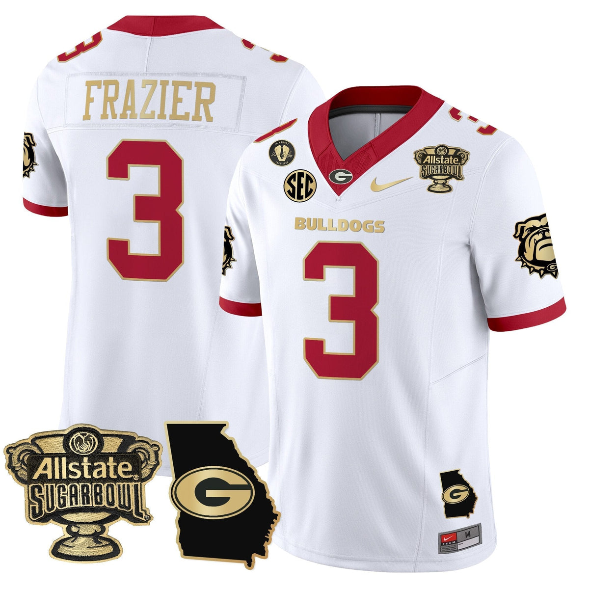 UGA 2025 Sugar Bowl & Georgia Map Patch Vapor Limited Jersey N2 - Stitched