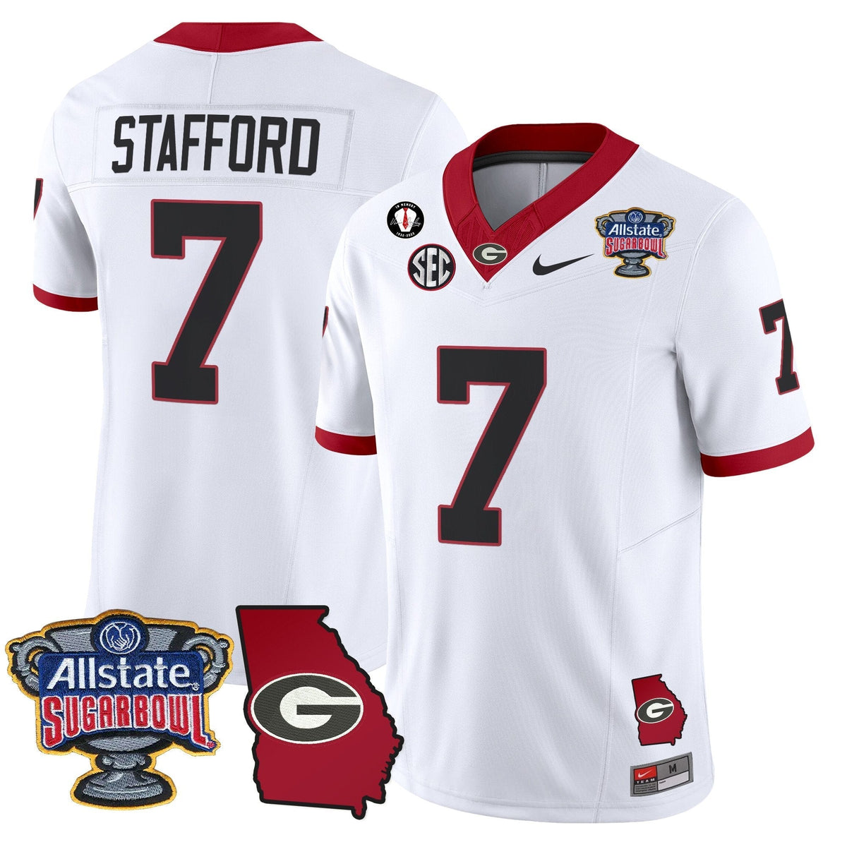 UGA 2025 Sugar Bowl & Georgia Map Patch Vapor Limited Jersey N2 - Stitched