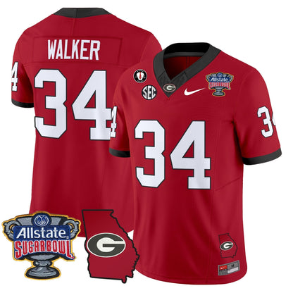 UGA 2025 Sugar Bowl & Georgia Map Patch Vapor Limited Jersey N2 - Stitched
