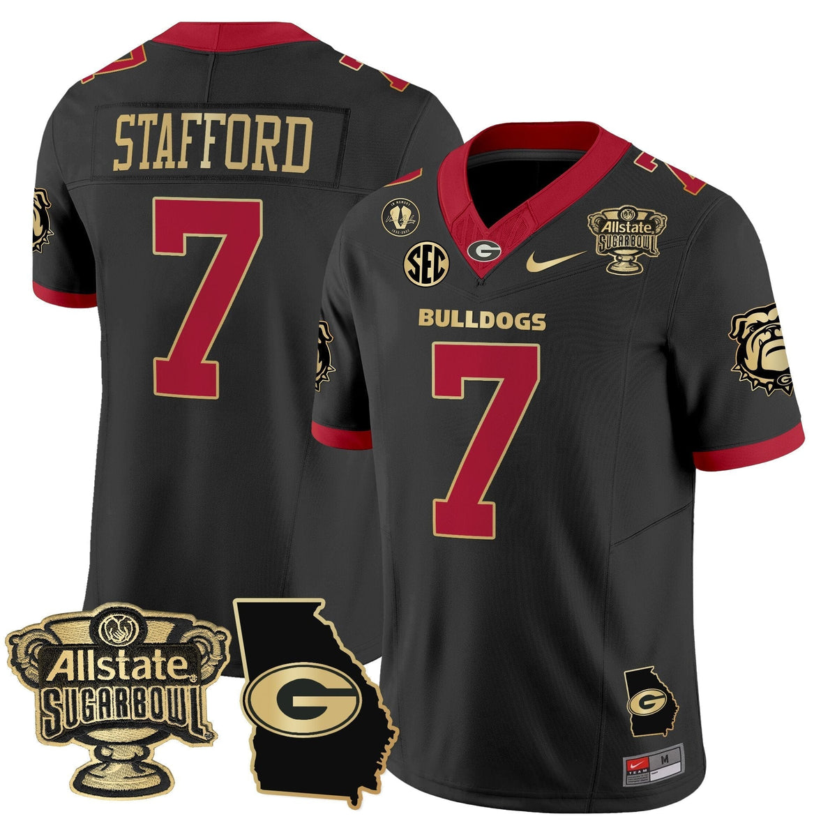 UGA 2025 Sugar Bowl & Georgia Map Patch Vapor Limited Jersey N2 - Stitched