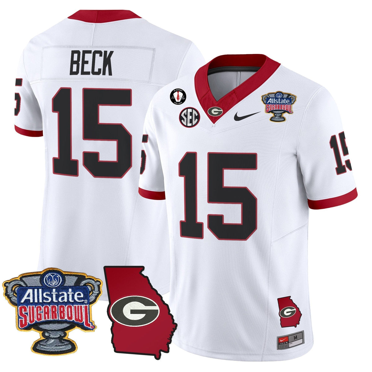 UGA 2025 Sugar Bowl & Georgia Map Patch Vapor Limited Jersey N2 - Stitched