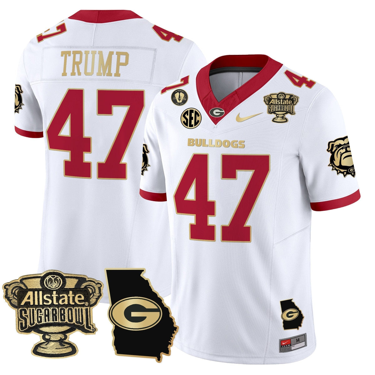 UGA 2025 Sugar Bowl & Georgia Map Patch Vapor Limited Jersey N2 - Stitched