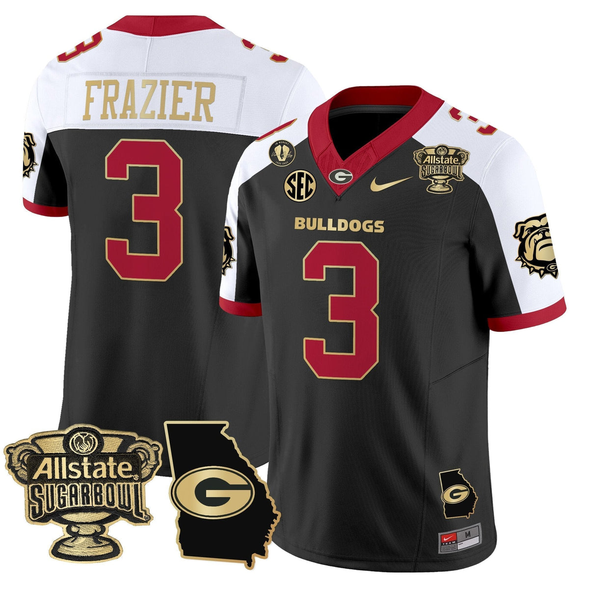 UGA 2025 Sugar Bowl & Georgia Map Patch Vapor Limited Jersey N2 - Stitched