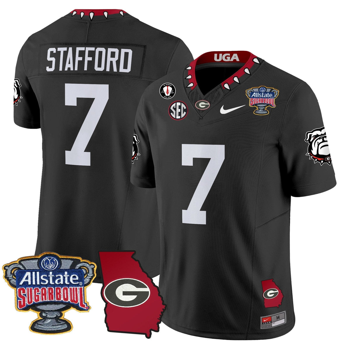 UGA 2025 Sugar Bowl & Georgia Map Patch Vapor Limited Jersey N2 - Stitched