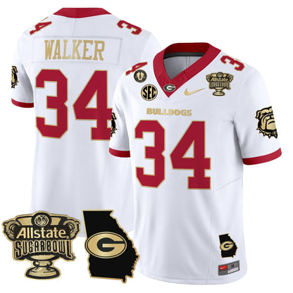 UGA 2025 Sugar Bowl & Georgia Map Patch Vapor Limited Jersey N2 - Stitched