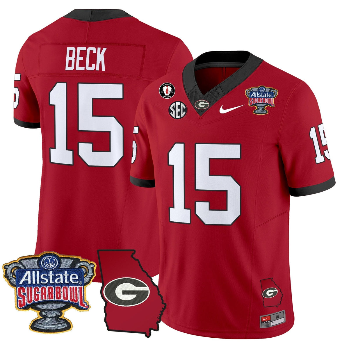 UGA 2025 Sugar Bowl & Georgia Map Patch Vapor Limited Jersey N2 - Stitched