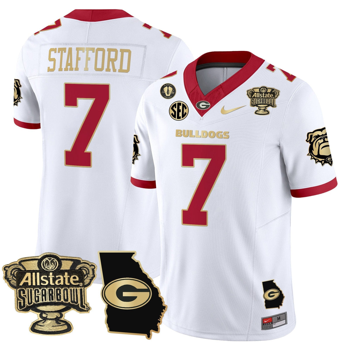 UGA 2025 Sugar Bowl & Georgia Map Patch Vapor Limited Jersey N2 - Stitched