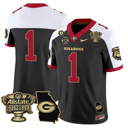 UGA 2025 Sugar Bowl & Georgia Map Patch Vapor Limited Jersey N2 - Stitched