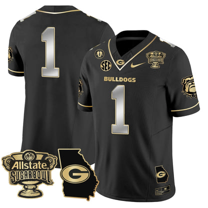 UGA 2025 Sugar Bowl & Georgia Map Patch Vapor Limited Jersey N2 - Stitched