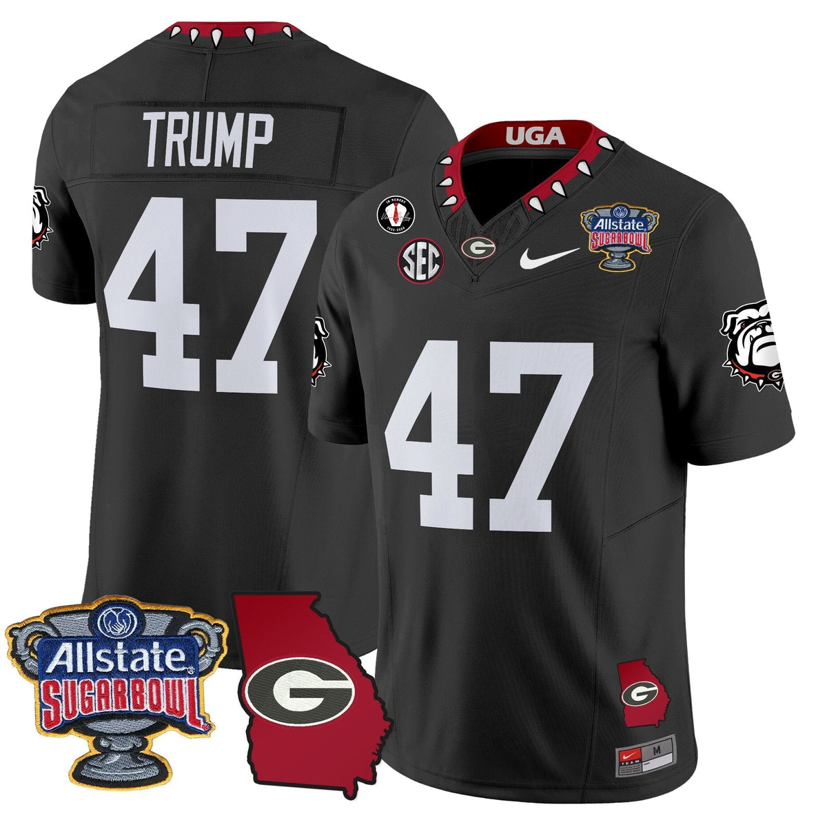 UGA 2025 Sugar Bowl & Georgia Map Patch Vapor Limited Jersey N2 - Stitched