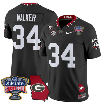 UGA 2025 Sugar Bowl & Georgia Map Patch Vapor Limited Jersey N2 - Stitched