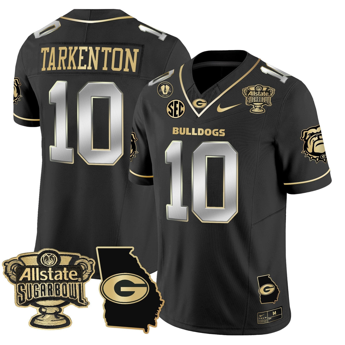 UGA 2025 Sugar Bowl & Georgia Map Patch Vapor Limited Jersey N2 - Stitched
