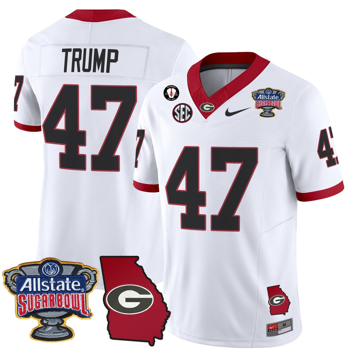 UGA 2025 Sugar Bowl & Georgia Map Patch Vapor Limited Jersey N2 - Stitched