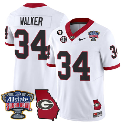 UGA 2025 Sugar Bowl & Georgia Map Patch Vapor Limited Jersey N2 - Stitched