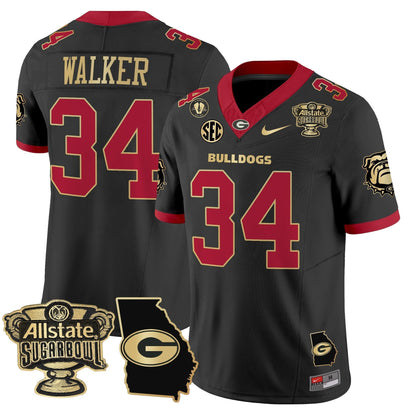 UGA 2025 Sugar Bowl & Georgia Map Patch Vapor Limited Jersey N2 - Stitched