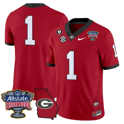 UGA 2025 Sugar Bowl & Georgia Map Patch Vapor Limited Jersey N2 - Stitched