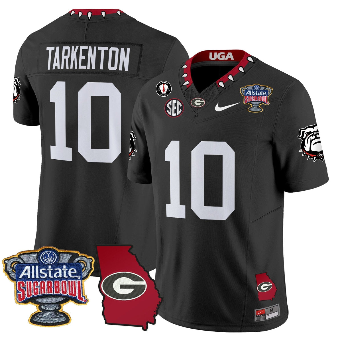 UGA 2025 Sugar Bowl & Georgia Map Patch Vapor Limited Jersey N2 - Stitched