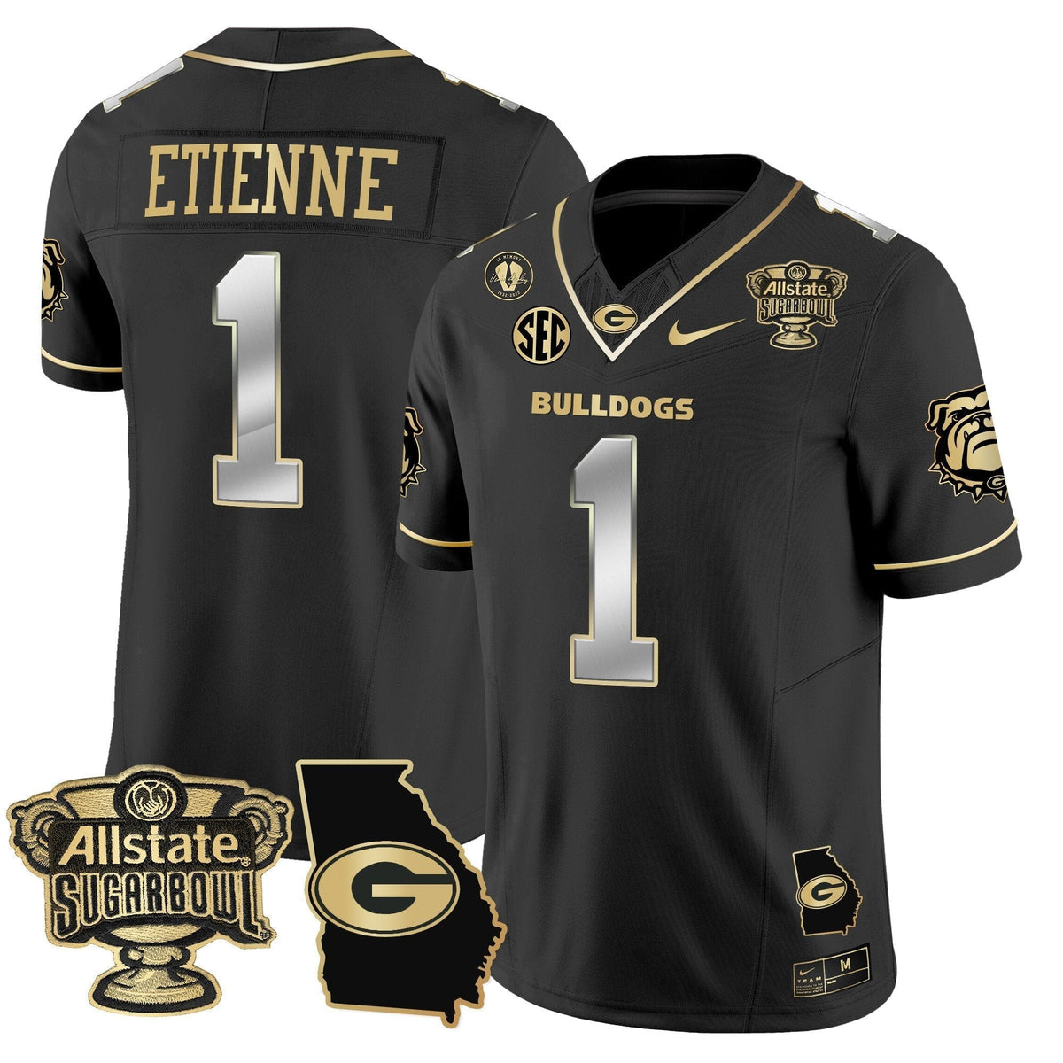 UGA 2025 Sugar Bowl & Georgia Map Patch Vapor Limited Jersey N2 - Stitched