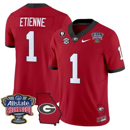 UGA 2025 Sugar Bowl & Georgia Map Patch Vapor Limited Jersey N2 - Stitched