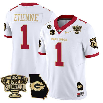 UGA 2025 Sugar Bowl & Georgia Map Patch Vapor Limited Jersey N2 - Stitched
