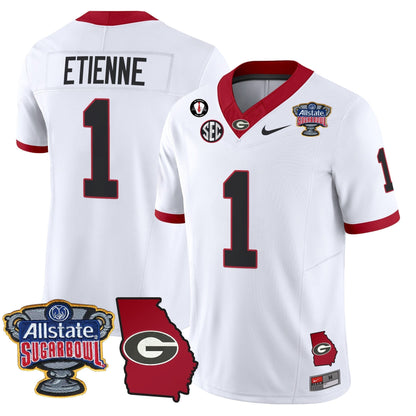 UGA 2025 Sugar Bowl & Georgia Map Patch Vapor Limited Jersey N2 - Stitched