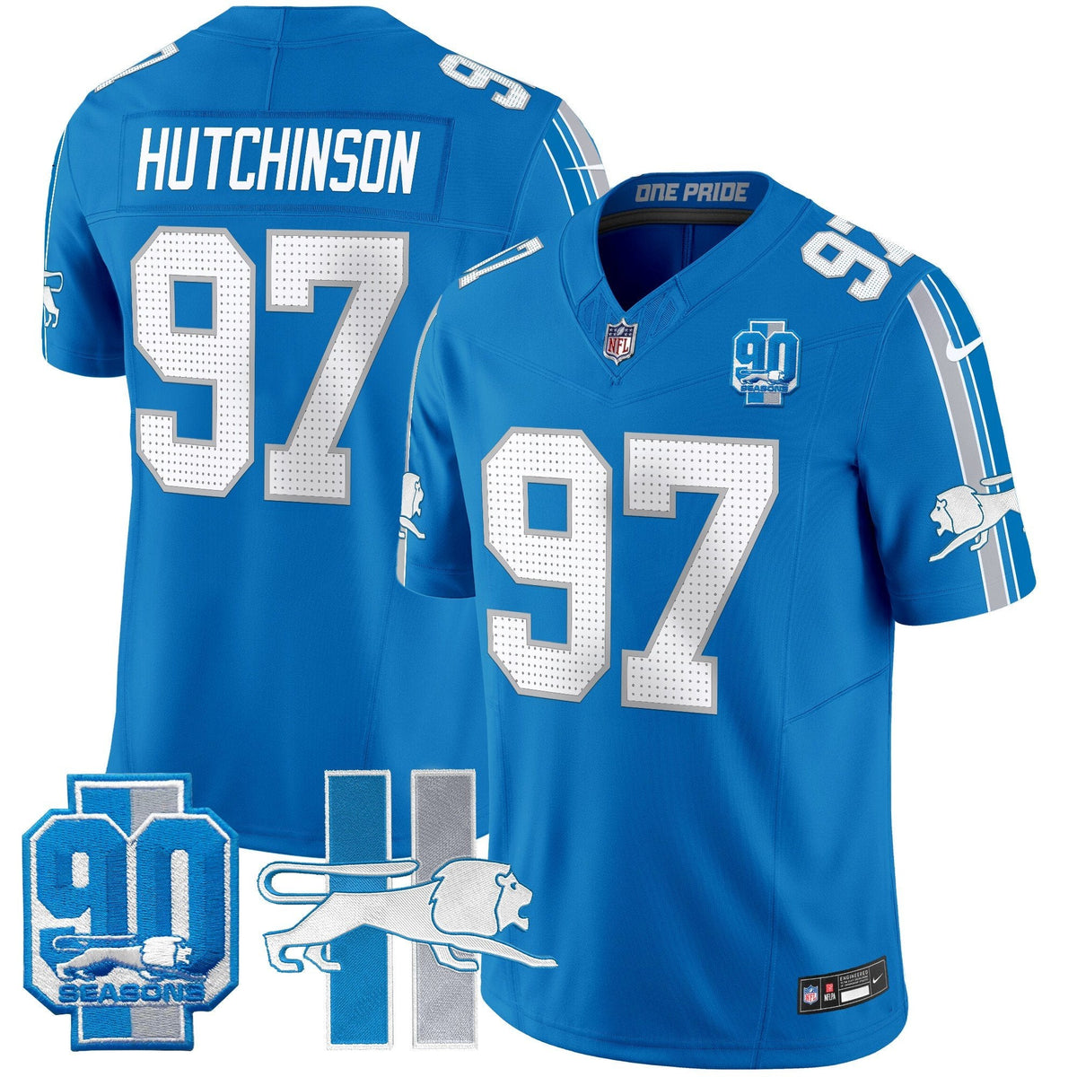 Men's Detroit Lions Throwback 90th Year Patch Vapor Limited Jersey - All Stitched