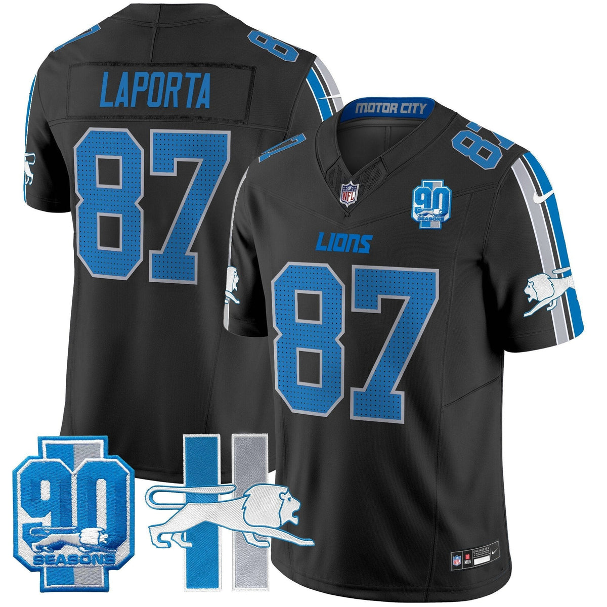 Men's Detroit Lions Throwback 90th Year Patch Vapor Limited Jersey - All Stitched