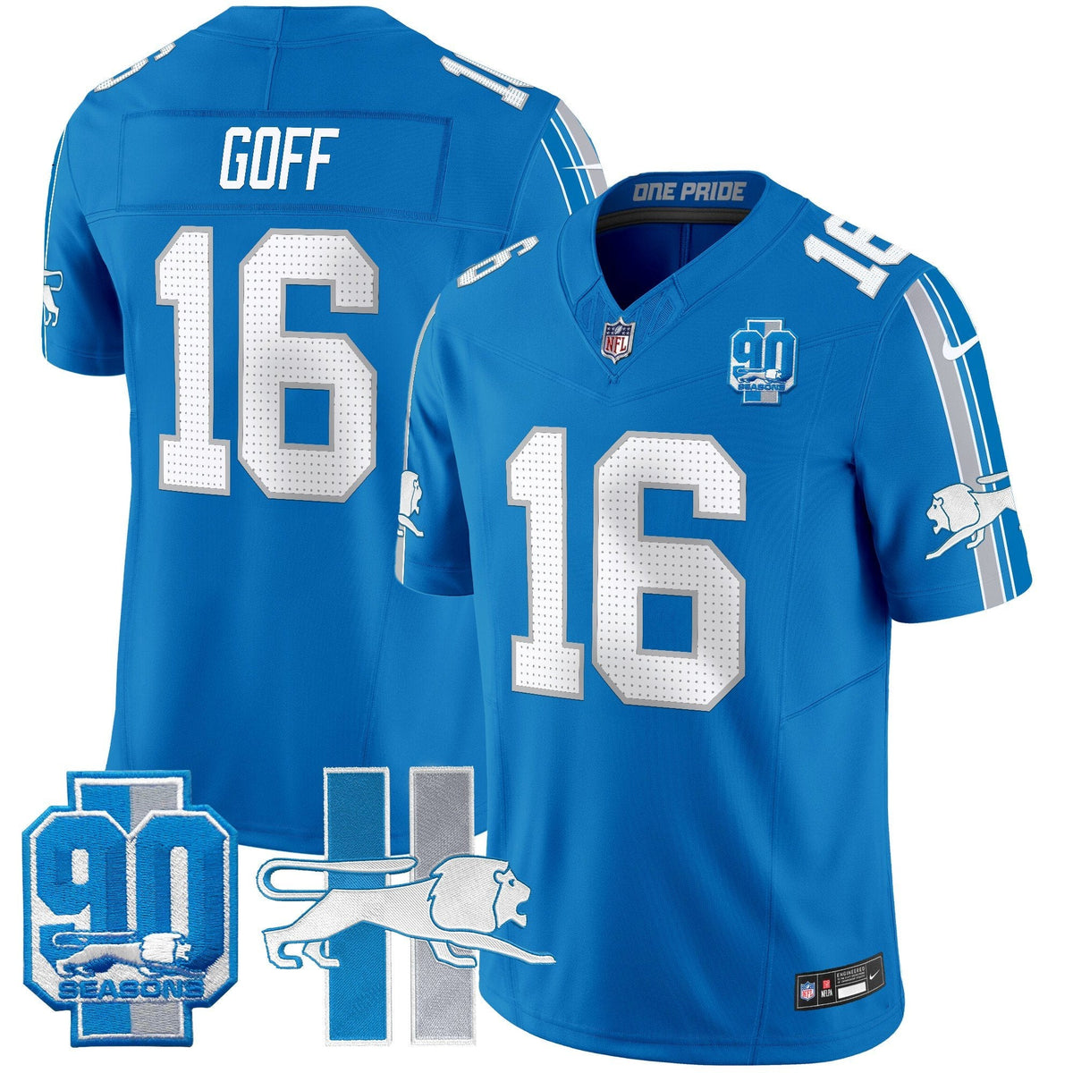 Men's Detroit Lions Throwback 90th Year Patch Vapor Limited Jersey - All Stitched