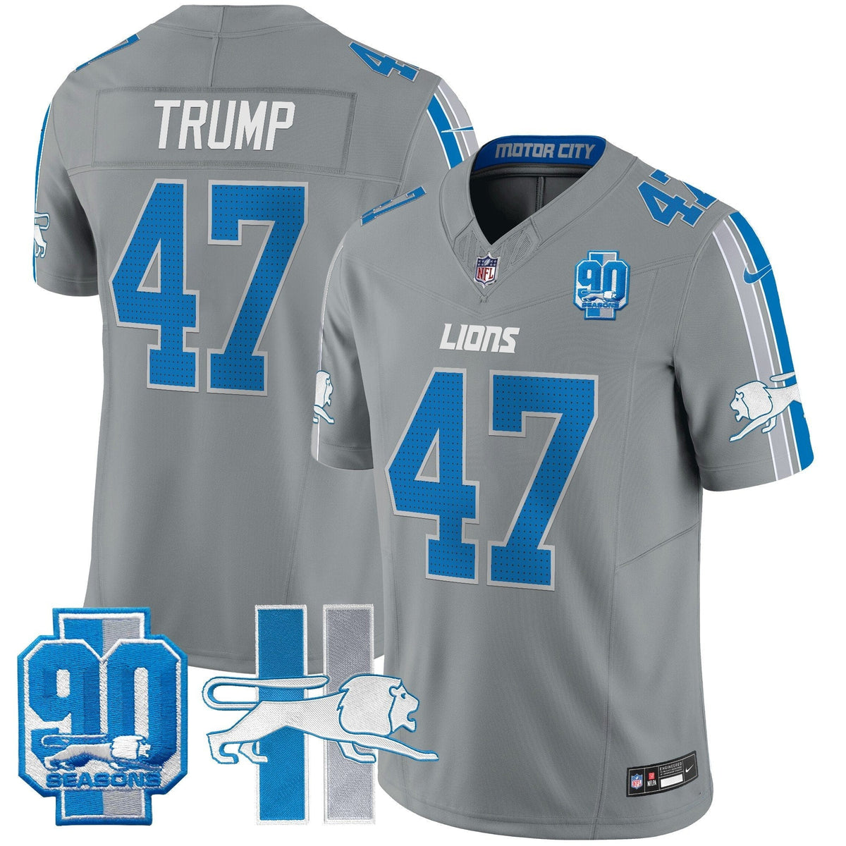 Men's Detroit Lions Throwback 90th Year Patch Vapor Limited Jersey - All Stitched