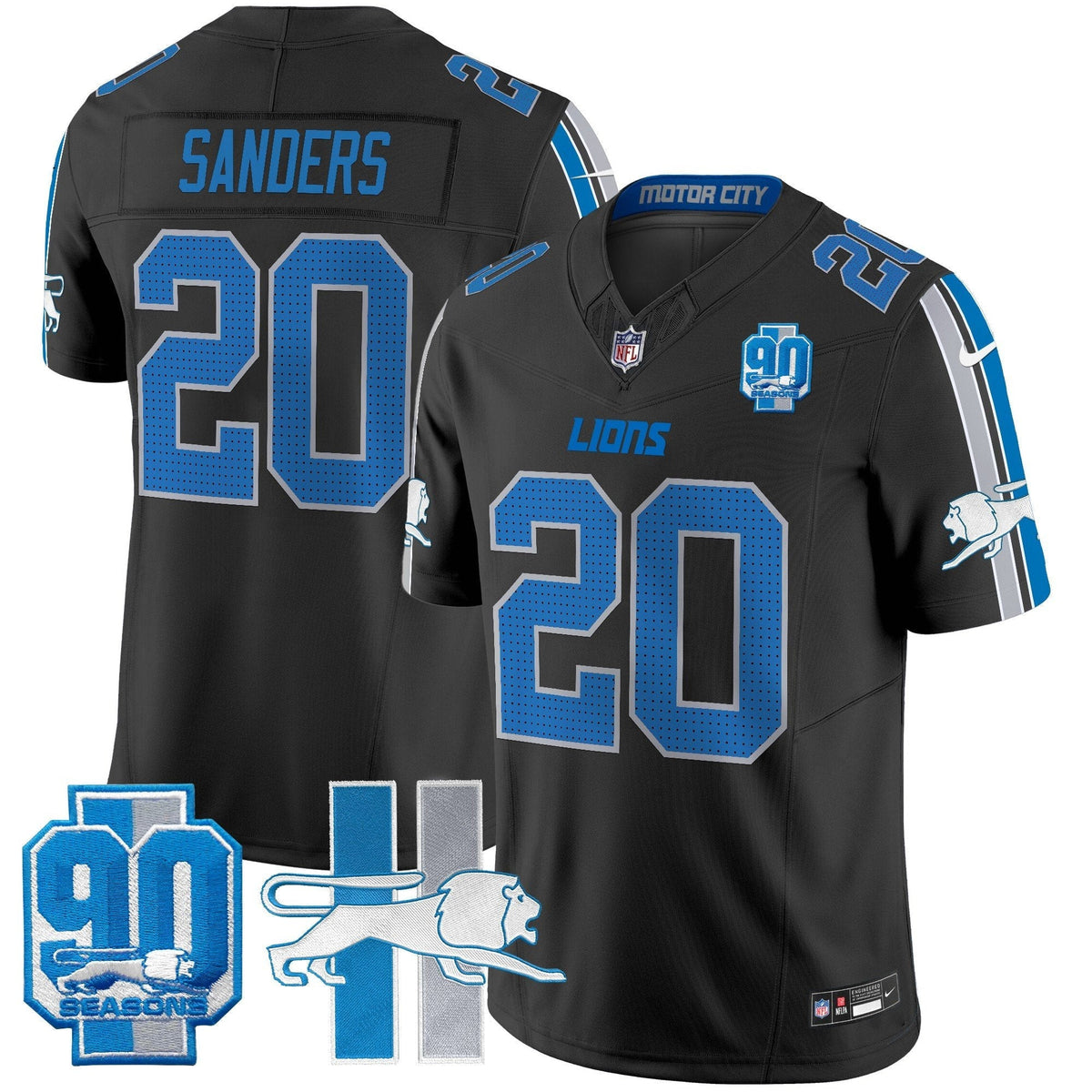 Men's Detroit Lions Throwback 90th Year Patch Vapor Limited Jersey - All Stitched