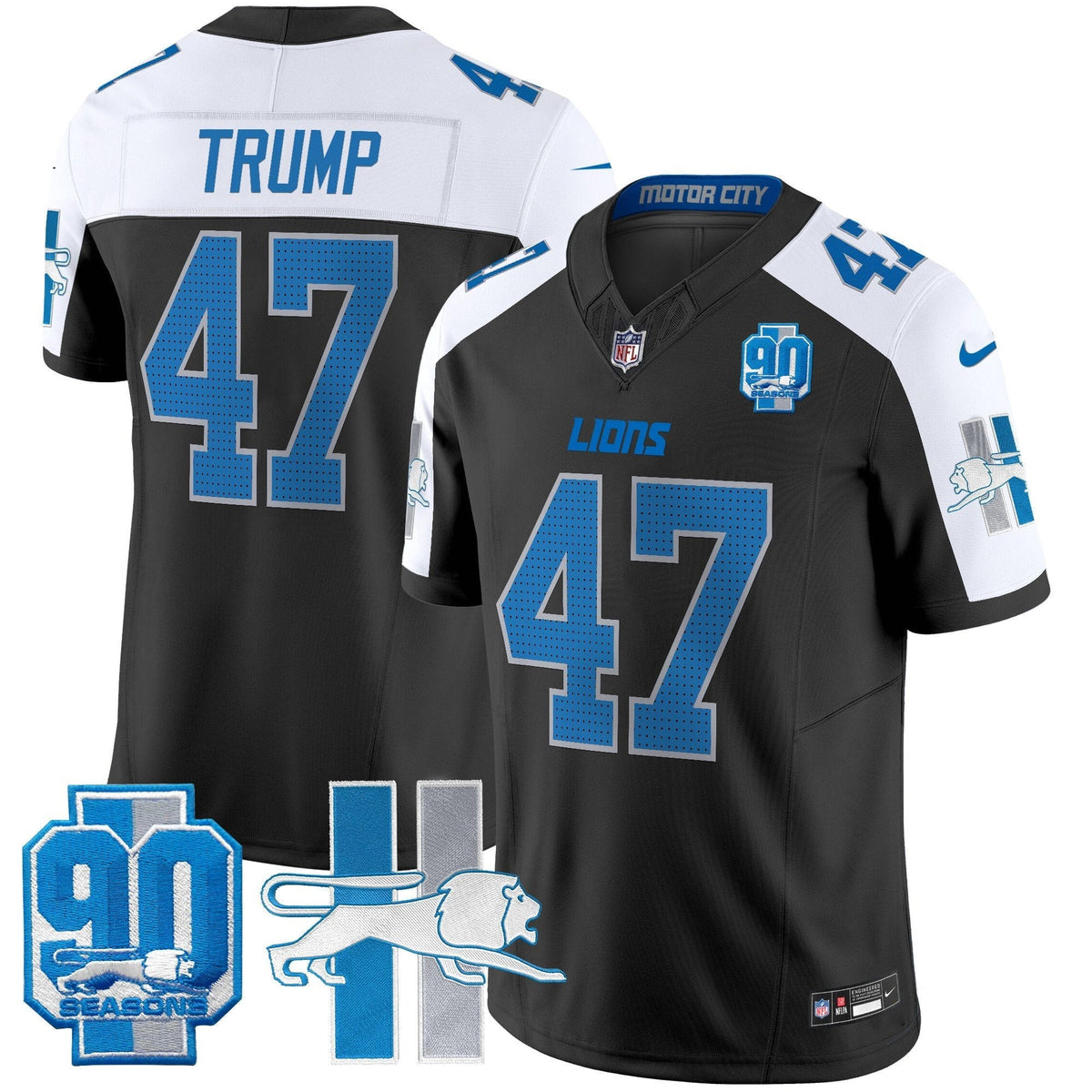 Men's Detroit Lions Throwback 90th Year Patch Vapor Limited Jersey - All Stitched