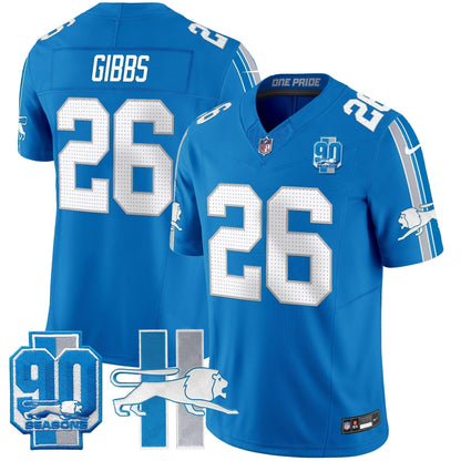 Men's Detroit Lions Throwback 90th Year Patch Vapor Limited Jersey - All Stitched