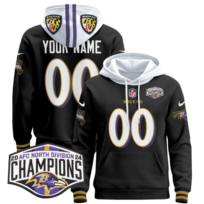 BAL 2024 AFC North Division Champions Patch Custom Pullover Hoodie V2 - Stitched