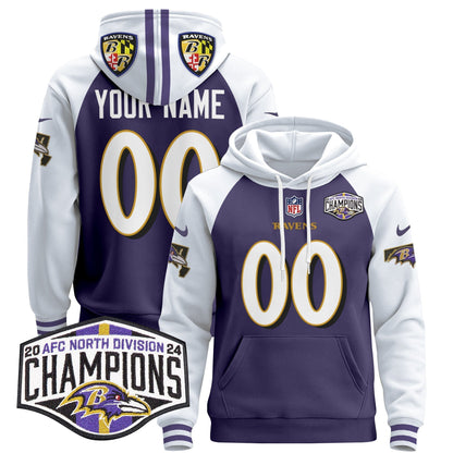BAL 2024 AFC North Division Champions Patch Custom Pullover Hoodie V2 - Stitched
