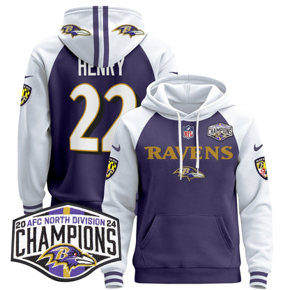 BAL 2024 AFC North Division Champions Patch Pullover Hoodie - Stitched