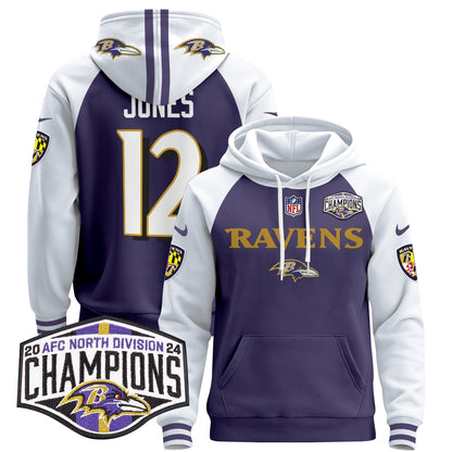 BAL 2024 AFC North Division Champions Patch Pullover Hoodie - Stitched