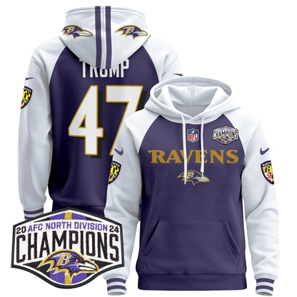 BAL 2024 AFC North Division Champions Patch Pullover Hoodie - Stitched