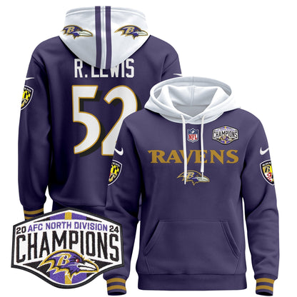 BAL 2024 AFC North Division Champions Patch Pullover Hoodie - Stitched