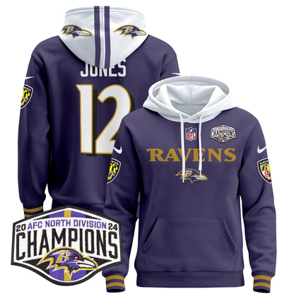 BAL 2024 AFC North Division Champions Patch Pullover Hoodie - Stitched