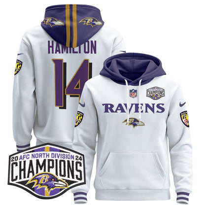 BAL 2024 AFC North Division Champions Patch Pullover Hoodie - Stitched