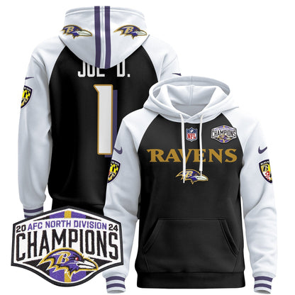 BAL 2024 AFC North Division Champions Patch Pullover Hoodie - Stitched