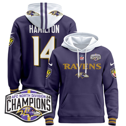 BAL 2024 AFC North Division Champions Patch Pullover Hoodie - Stitched