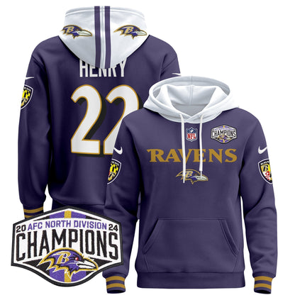 BAL 2024 AFC North Division Champions Patch Pullover Hoodie - Stitched