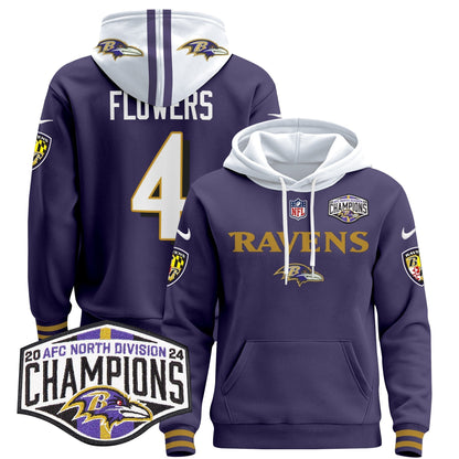 BAL 2024 AFC North Division Champions Patch Pullover Hoodie - Stitched