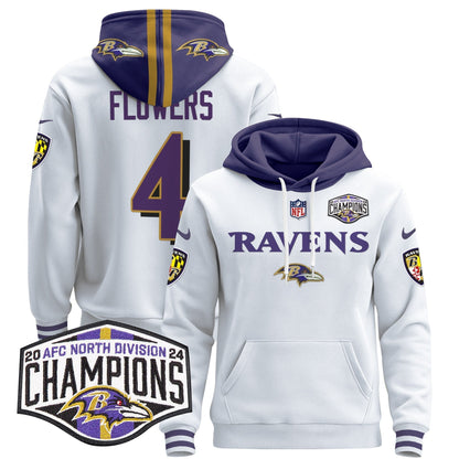 BAL 2024 AFC North Division Champions Patch Pullover Hoodie - Stitched