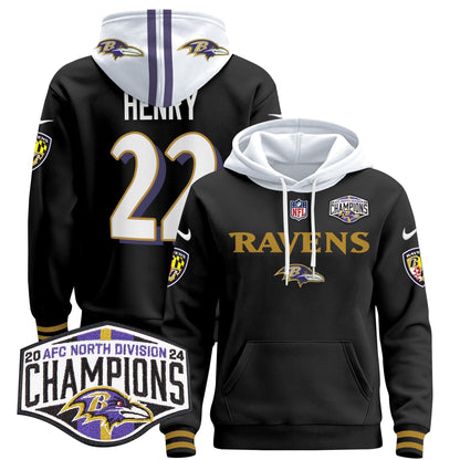 BAL 2024 AFC North Division Champions Patch Pullover Hoodie - Stitched