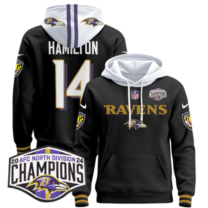 BAL 2024 AFC North Division Champions Patch Pullover Hoodie - Stitched