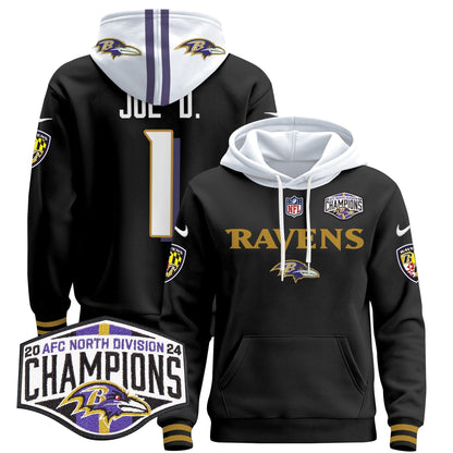 BAL 2024 AFC North Division Champions Patch Pullover Hoodie - Stitched