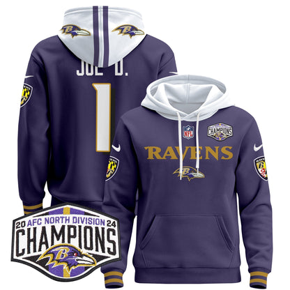 BAL 2024 AFC North Division Champions Patch Pullover Hoodie - Stitched