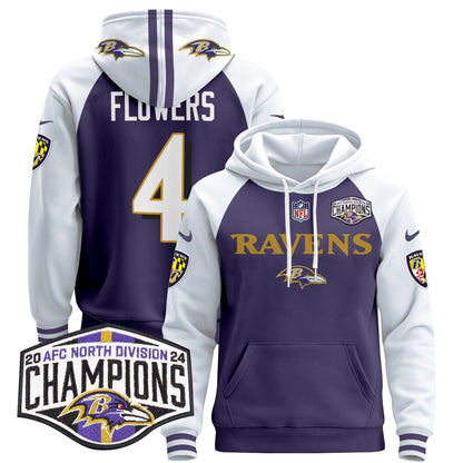 BAL 2024 AFC North Division Champions Patch Pullover Hoodie - Stitched